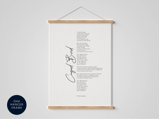 Caged Bird by Maya Angelou Poem Framed - Calligraphy & Typography Print - Maya Angelou Print -  I know why the caged birds sings Poster