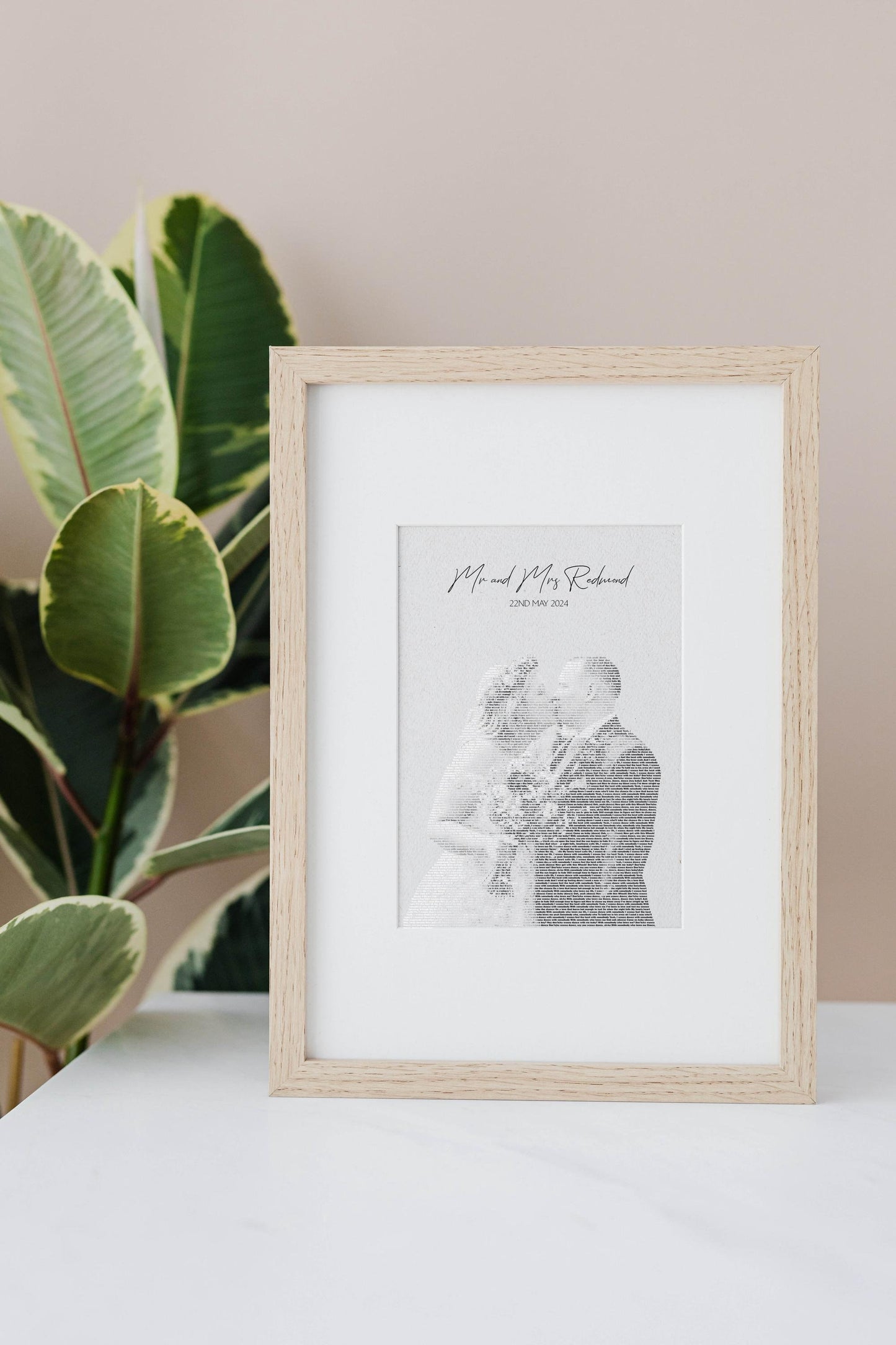Personalised Wedding Portrait with Song Lyrics self portrait poster