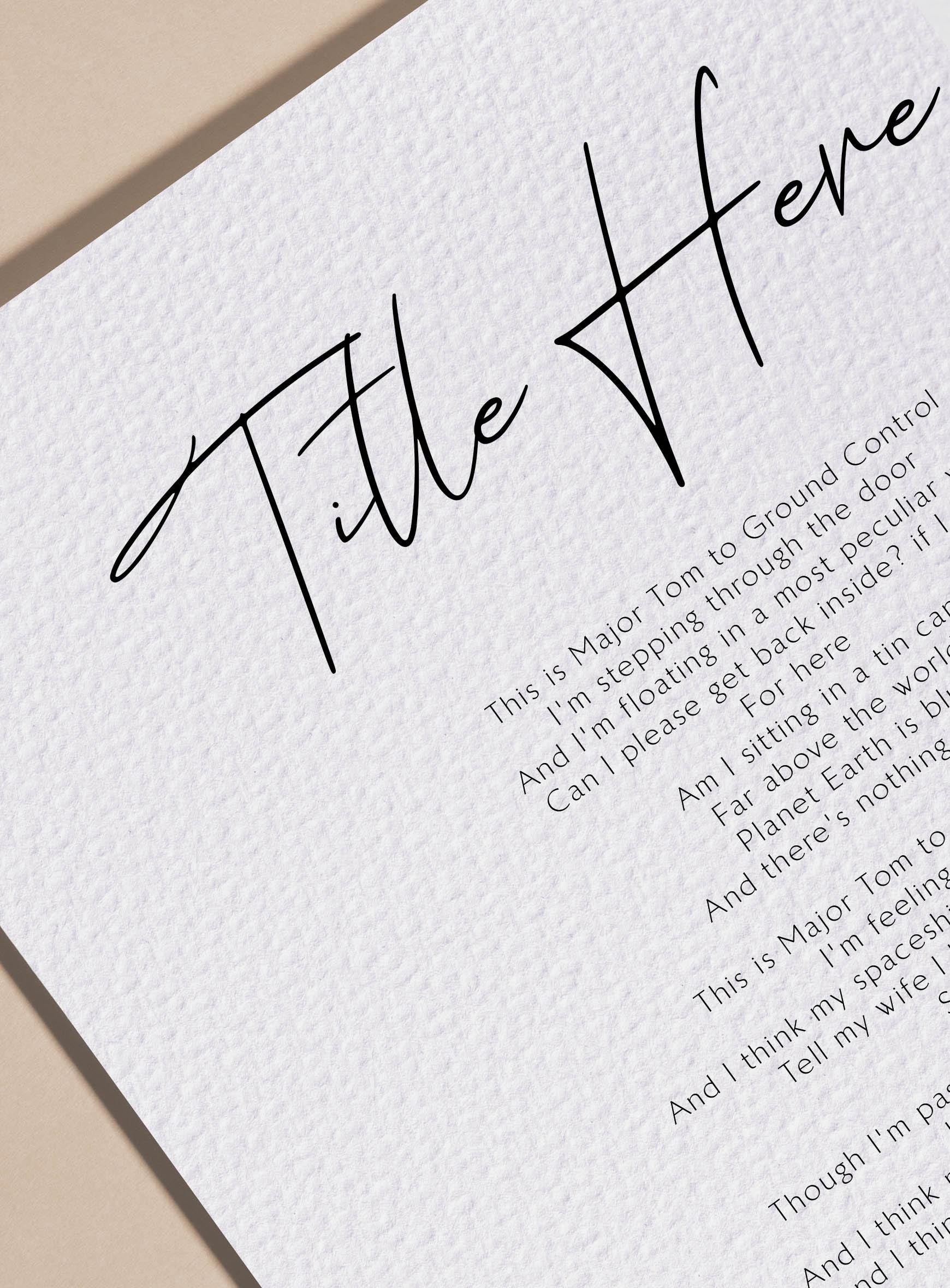 personalised song lyrics print glass frame wedding song first dance framed black print