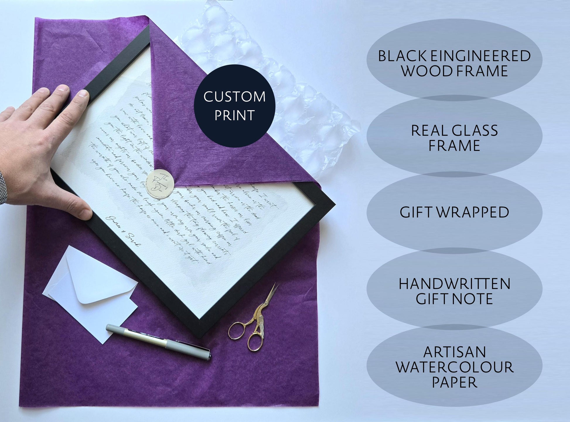 Custom Text Print Framed - Custom quote print - Customisable Print - Custom Poem Print - Personalised printable - Black Frame with glass