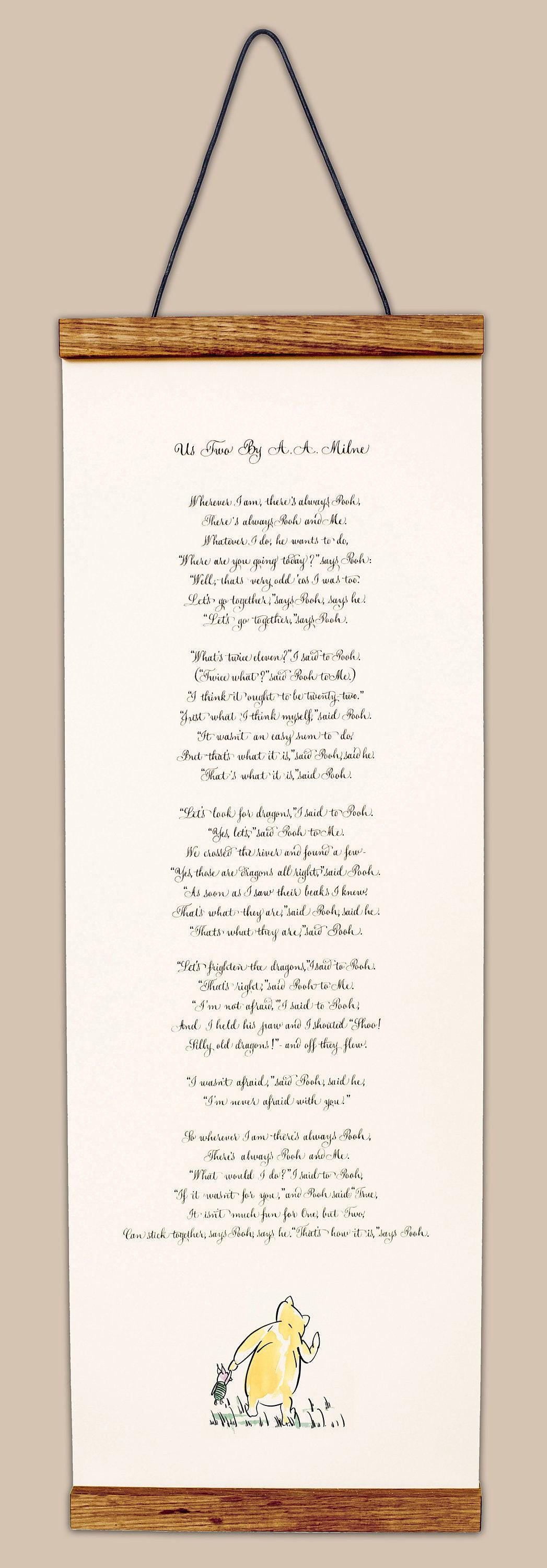 Us Two AA Milne - Winnie the Pooh Nursery Print Framed New Baby Gift, Gender Neutral Baby Gift, Neutral Baby Shower Gift, Birth Announcement