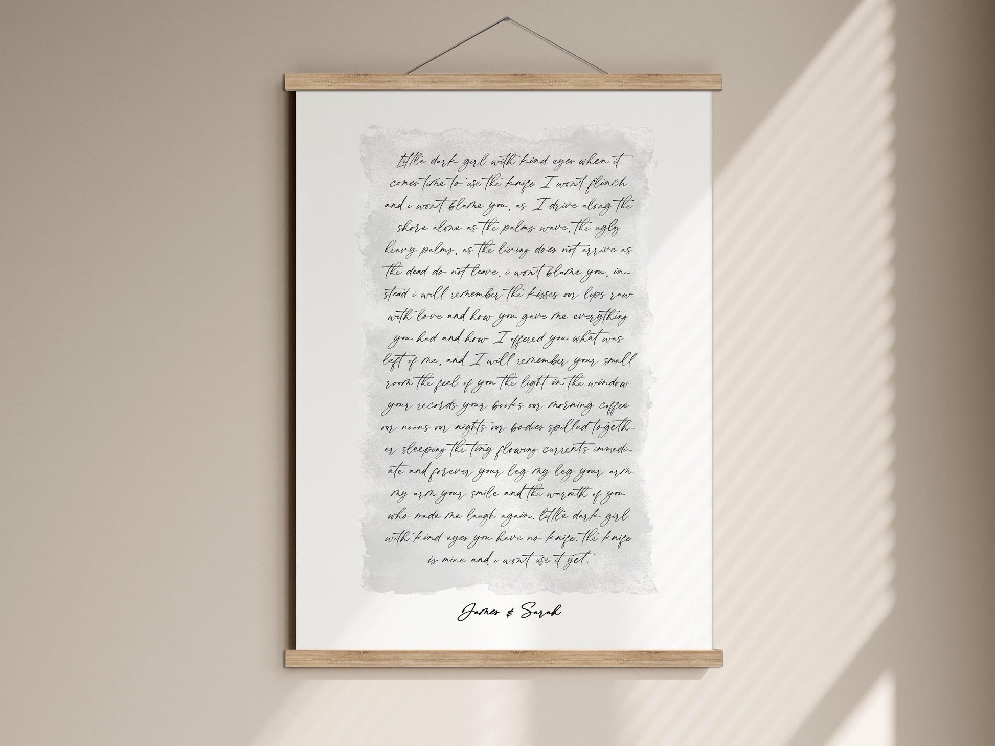 cotton print with black glass frame, custom wedding song poster framed, paper anniversary and cotton anniversary, custom print song lyrics, poem print cotton paper, wedding vows