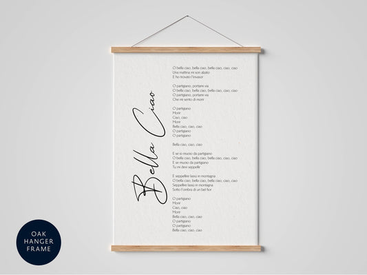 The image is a framed print with a list of words written in black ink on a white background.