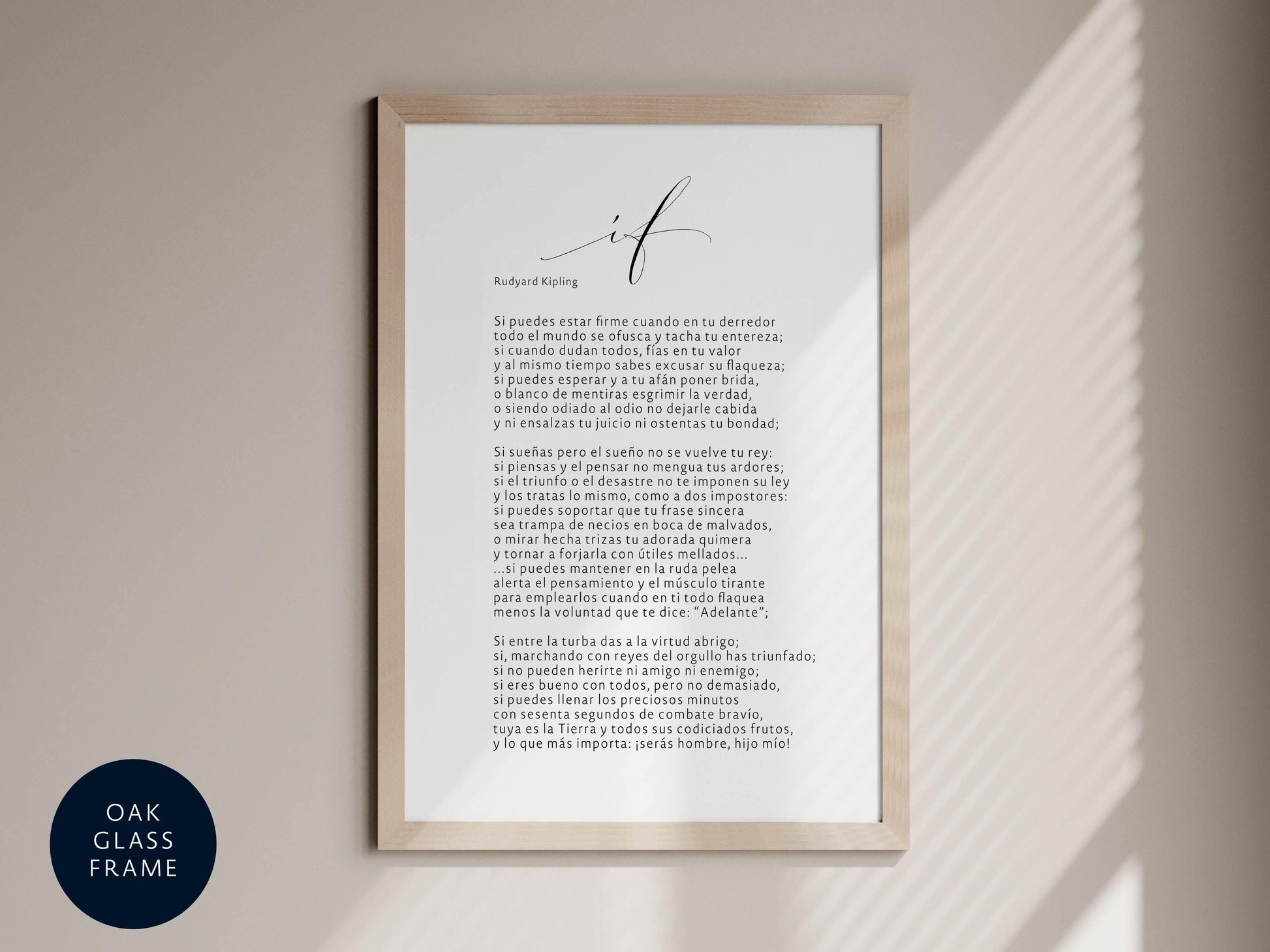 a framed text in Spanish, which is a poem or a letter, with a black and white background.