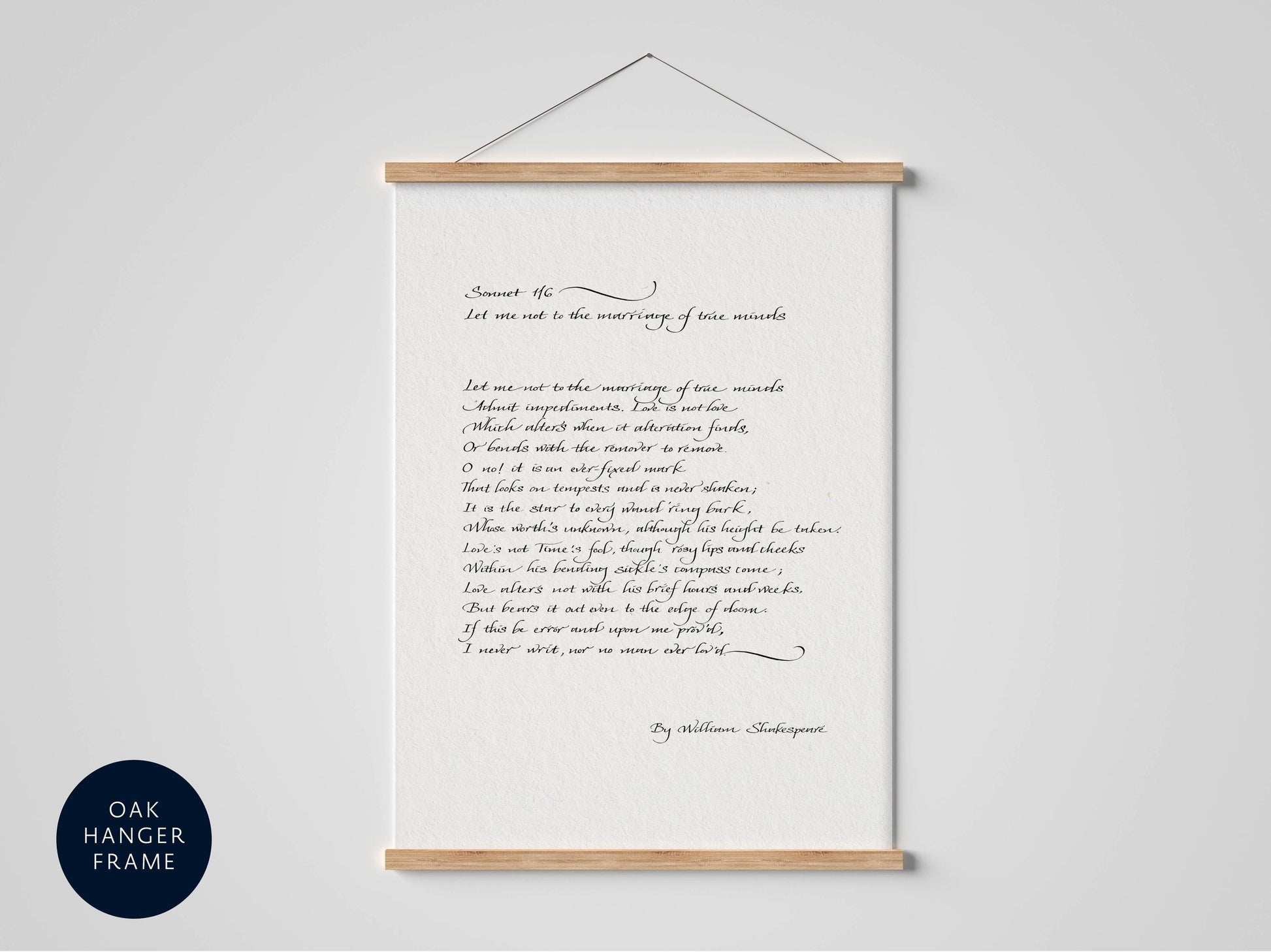 a framed print of a poem titled "Somme et la vie de la vie de la vie" by William Shakespeare, which is hanging on a wall.
