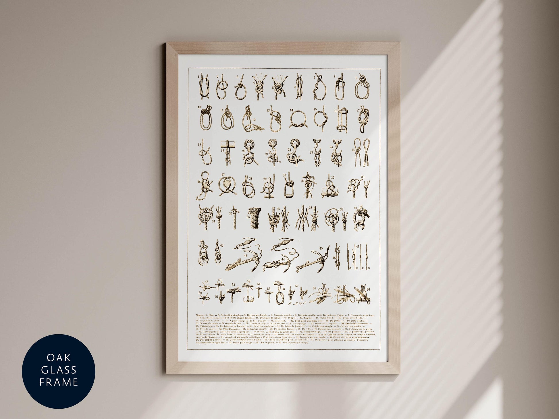 The image is a framed print featuring a collection of various illustrations, including symbols, objects, and figures, arranged in a grid-like pattern.