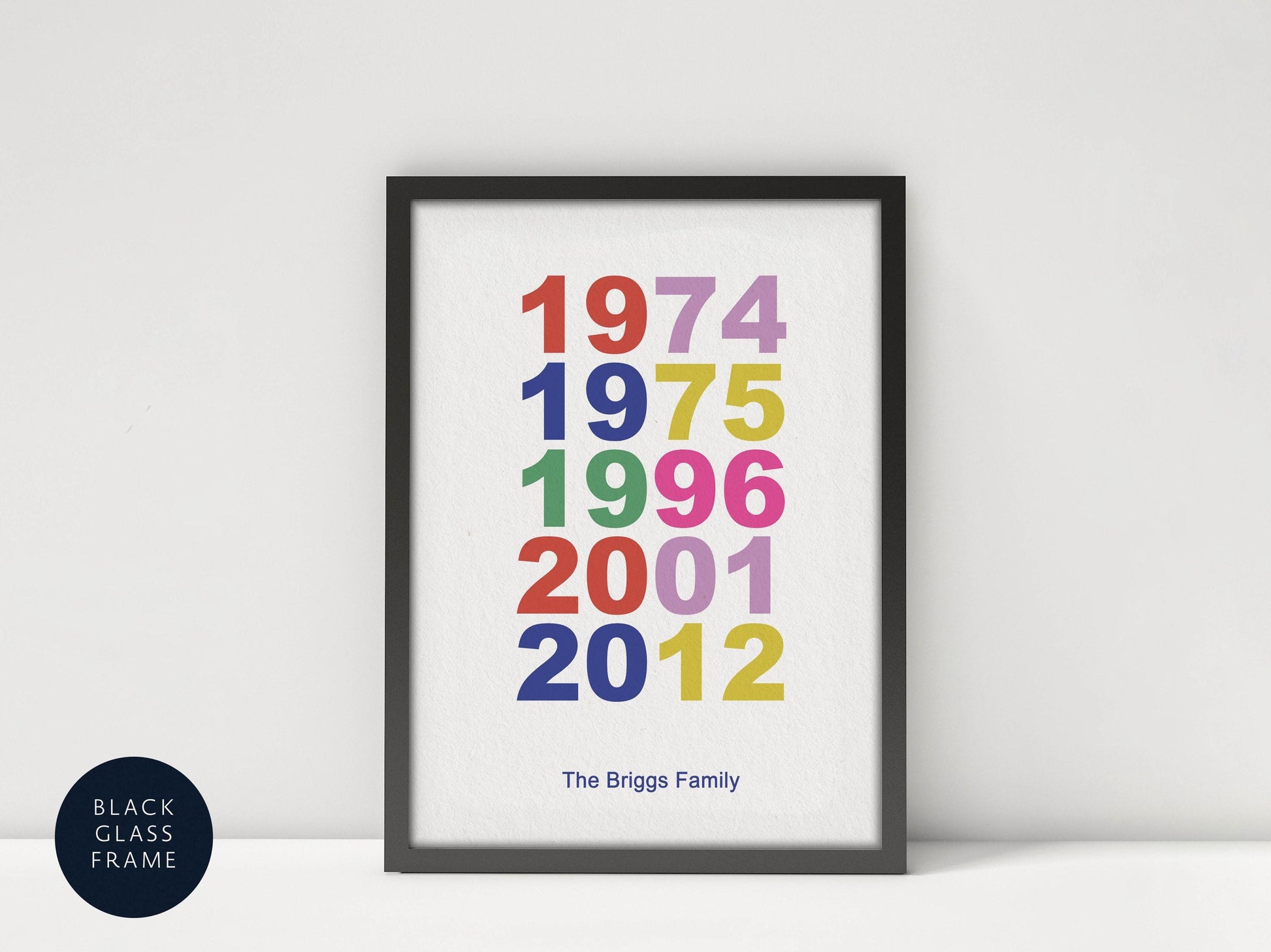 Family Birth Year Print - Personalized Family Tree Poster Framed Family gift print for girls / boys room, Family Name sign, couple gift