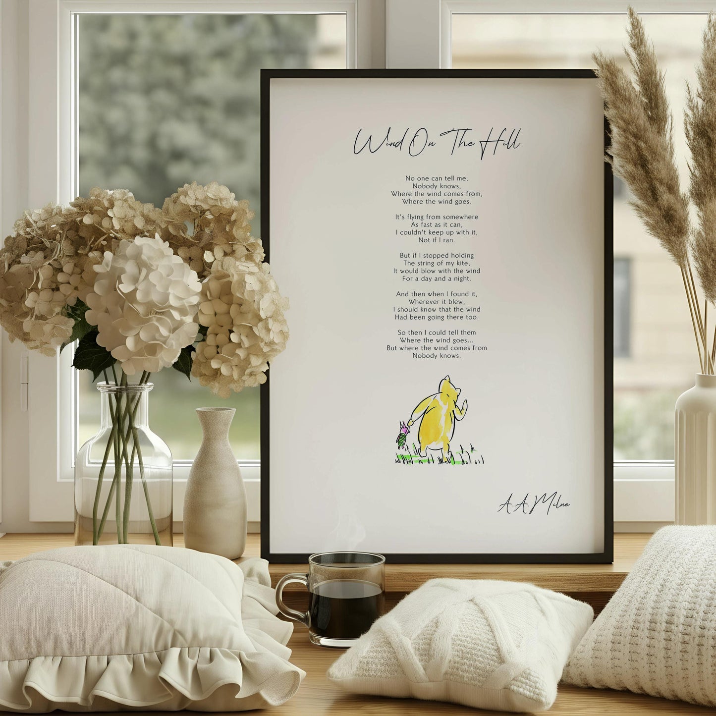 Winnie the Pooh Wind on the Hill Quote Print | Classic Storybook Wall Art | Inspirational Literary Poster | Nursery Decor | Book Lover Gift