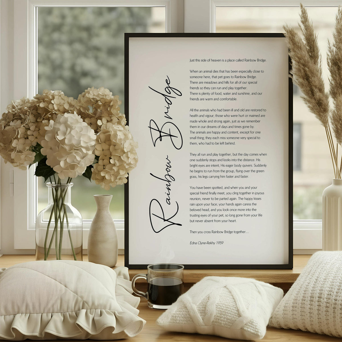 Rainbow Bridge Poem Print | Pet Memorial Gift | Dog Loss Sympathy Poster | Cat Remembrance Poem | Pet Loss Wall Art