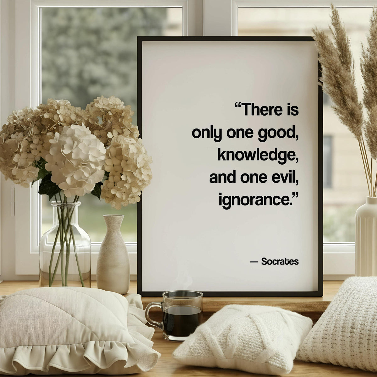 Socrates Quote Print | Knowledge vs Ignorance Philosophy Poster | Ancient Greek Wisdom Wall Art | Minimalist Office Decor