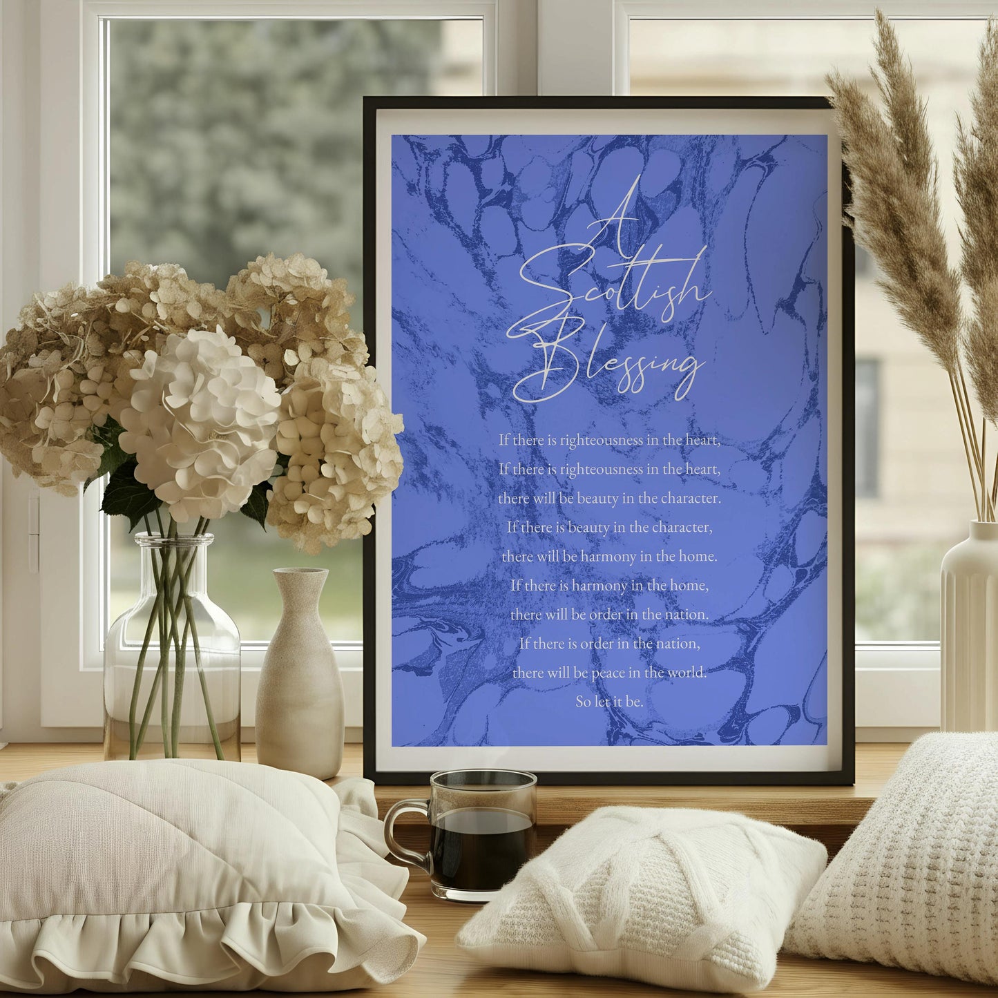 Scottish Blessing Print, Celtic Prayer Wall Art, Inspirational Blessing Quote Poster, Spiritual Home Decor, Christian Gift, Blue Marble Art