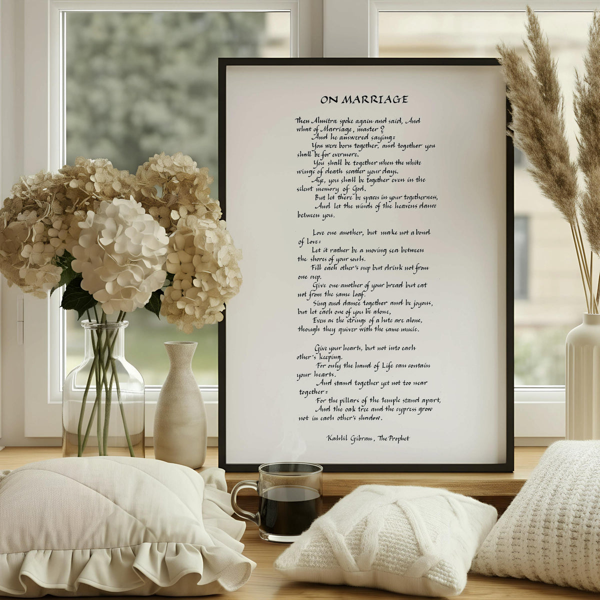 On Marriage Calligraphy Print | Kahlil Gibran | The Prophet Wedding Art | Typography Print | Wedding Reading Gift