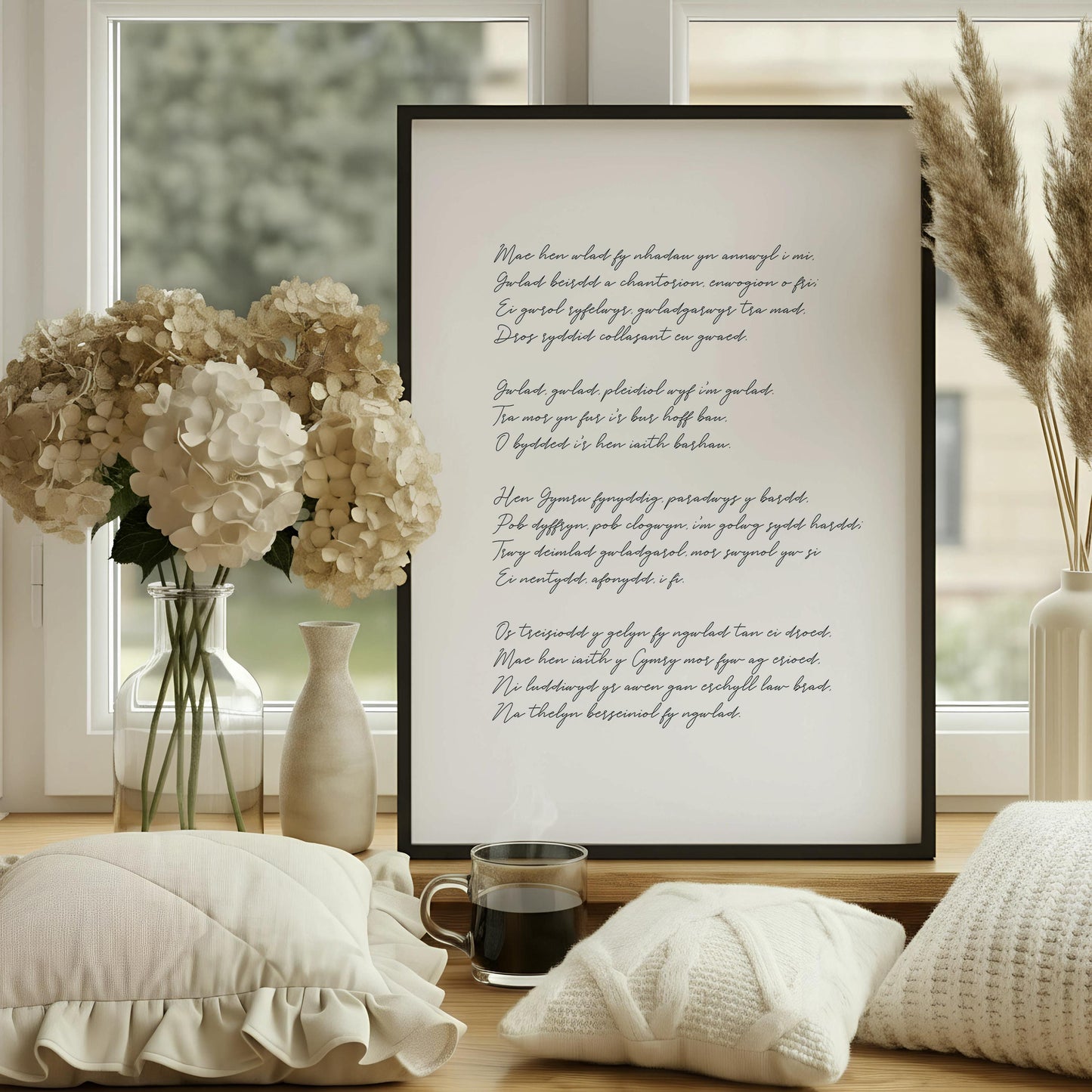 Welsh National Anthem Print | Hen Wlad Fy Nhadau | Wales Wall Art | Black & White Fine Art Print | Welsh Gift