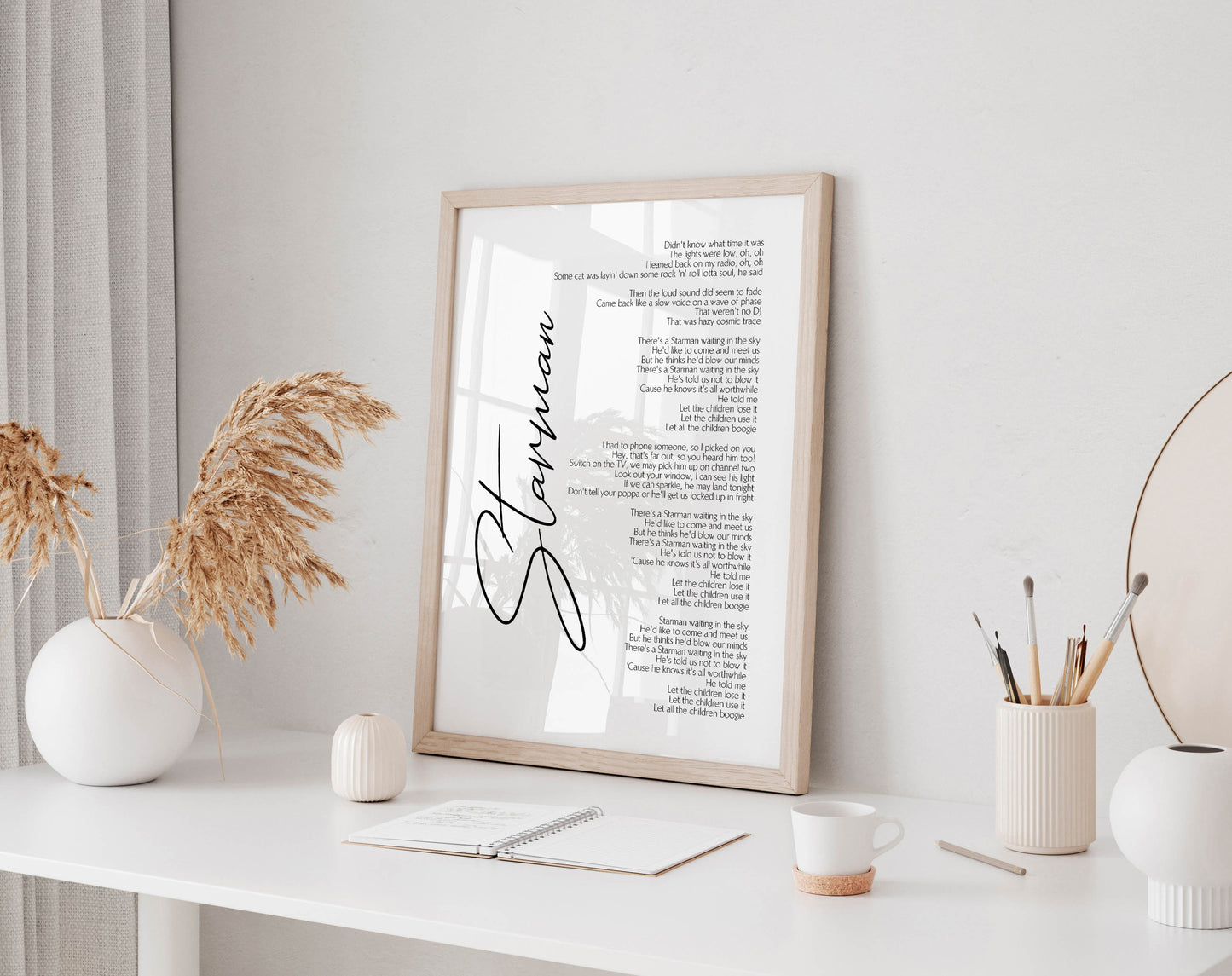 Starman Lyrics by David Bowie Print Framed - David Bowie Song Lyrics Print - Starman Poster Print Framed