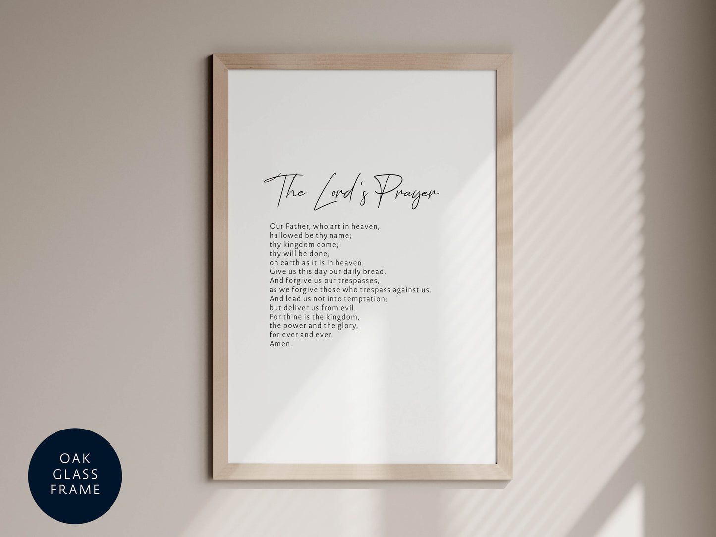 The Lord's Prayer Print, Bible Scripture Typography & Calligraphy Poem - Framed Prayer - Religious gift - Prayer poster - COE Version