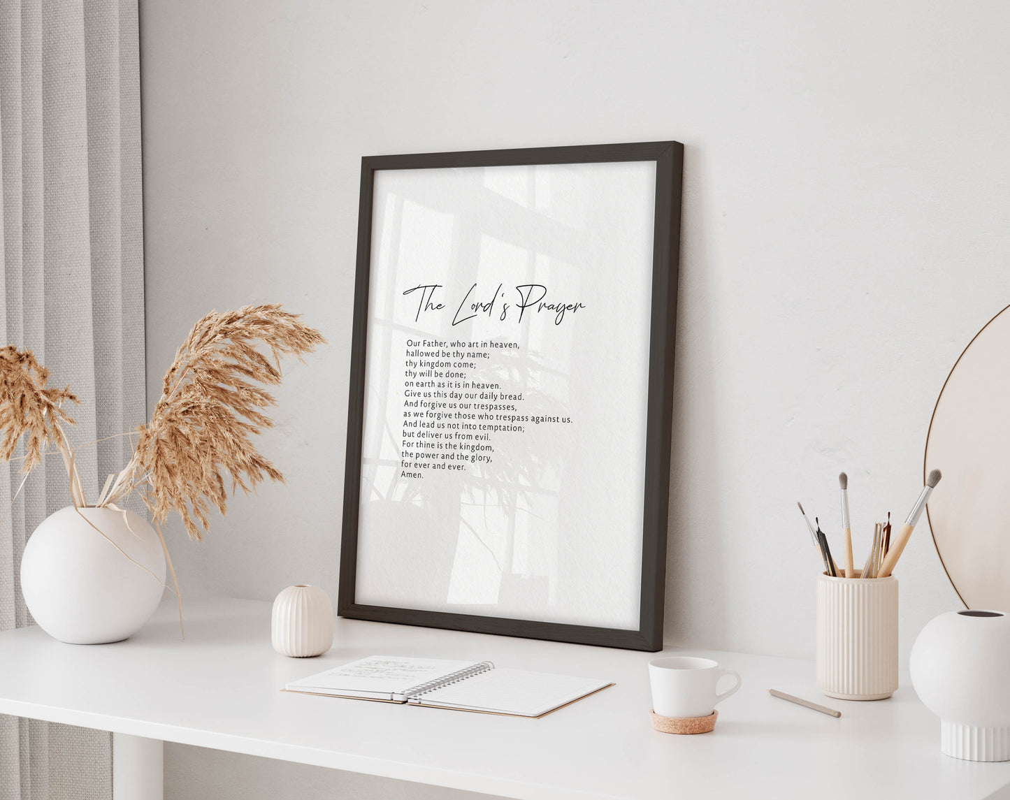 The Lord's Prayer Print, Bible Scripture Typography & Calligraphy Poem - Framed Prayer - Religious gift - Prayer poster - COE Version