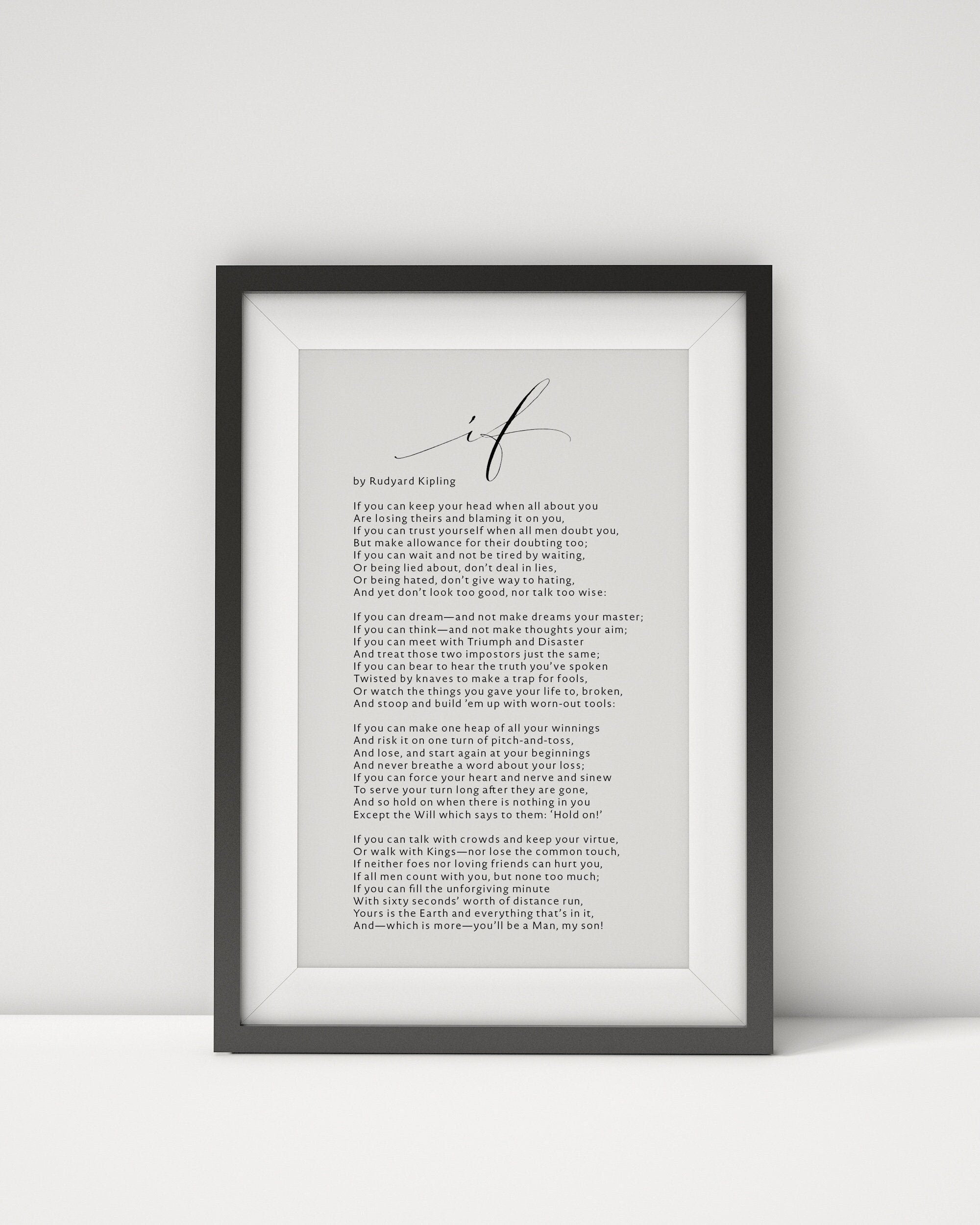 If Poem Rudyard Kipling. Printable A4 and A3 Print. Gift For Son.