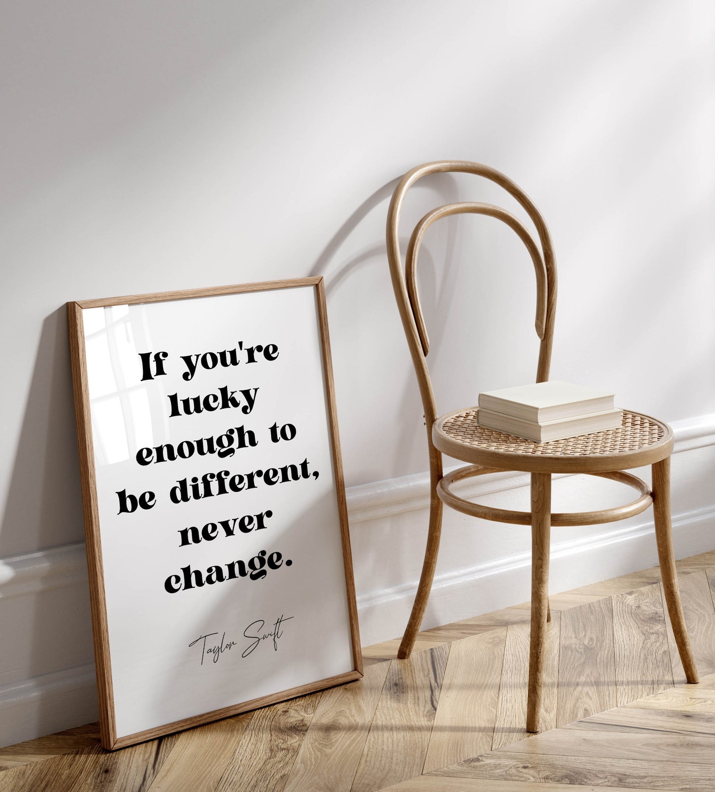 Taylor Swift quote - If you're lucky enough to be different, never change framed print