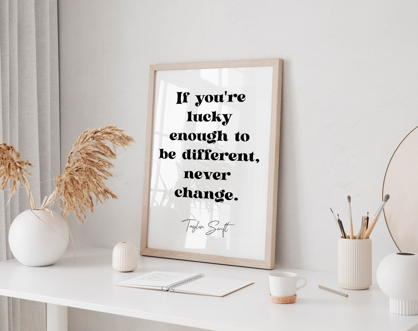 Taylor Swift quote - If you're lucky enough to be different, never change framed print