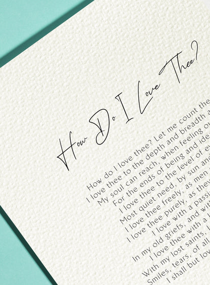How Do I Love Thee? by Elizabeth Barrett Browning Print Framed poem, Elizabeth Barrett Browning Poem, Wedding gift Calligraphy