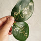 Personalised gold leaf place cards - Wedding leaf place name - Calligraphy Placement cards fresh leaf - Handwritten leaves