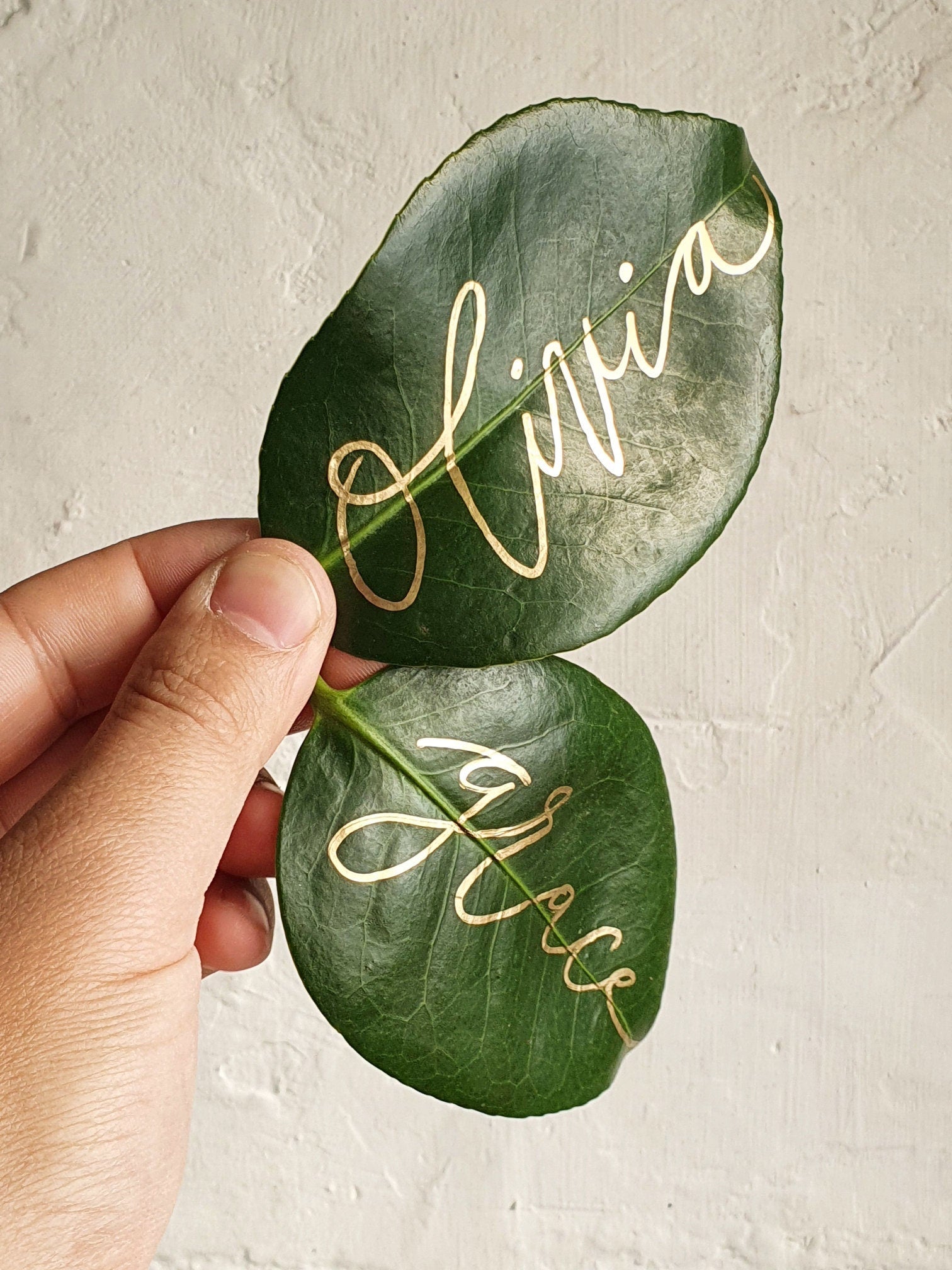 leaf calligraphy leaves placement wedding place cards event handwritten leaf