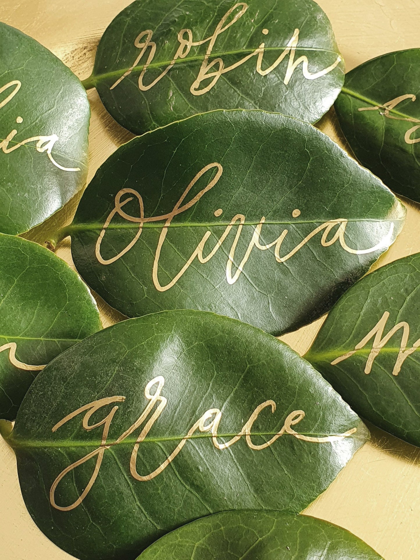 leaf calligraphy leaves placement wedding place cards event handwritten leaf