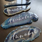 Agate Place Cards - Agate Slice Wedding place names - Agate Place cards - Agate Calligraphy - Agate Placemats - Agate Place Settings