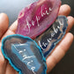 Blue Agate Place Cards - Agate Slice Wedding place names - Agate Place cards - Agate Calligraphy - Agate Placemats - Agate Place Settings