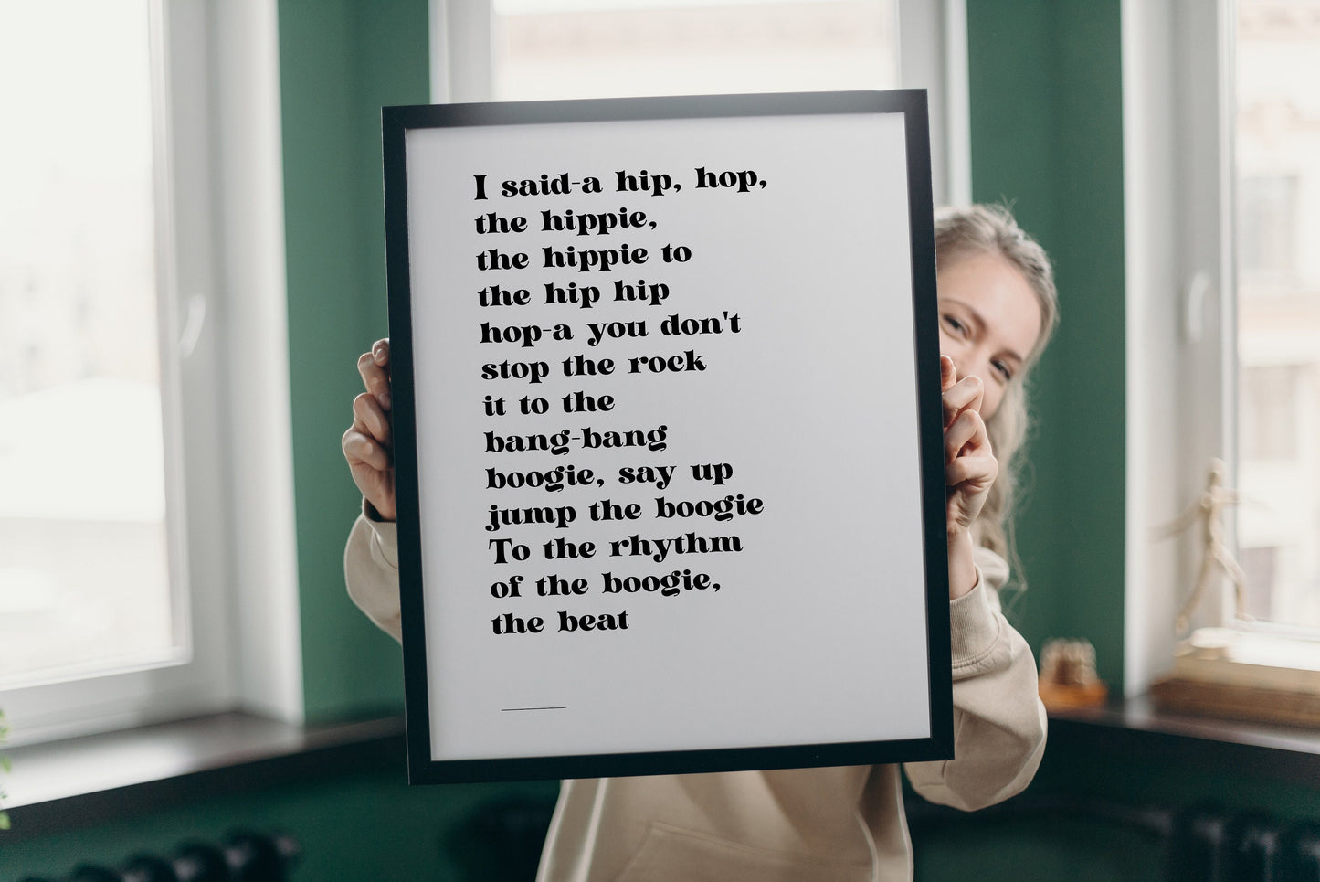 Hip Hop Song Lyrics Print - I said hip-hop lyrics poster framed - Music Wall Print - Hip Hop Print - Rapper's Delight - Sugarhill Gang