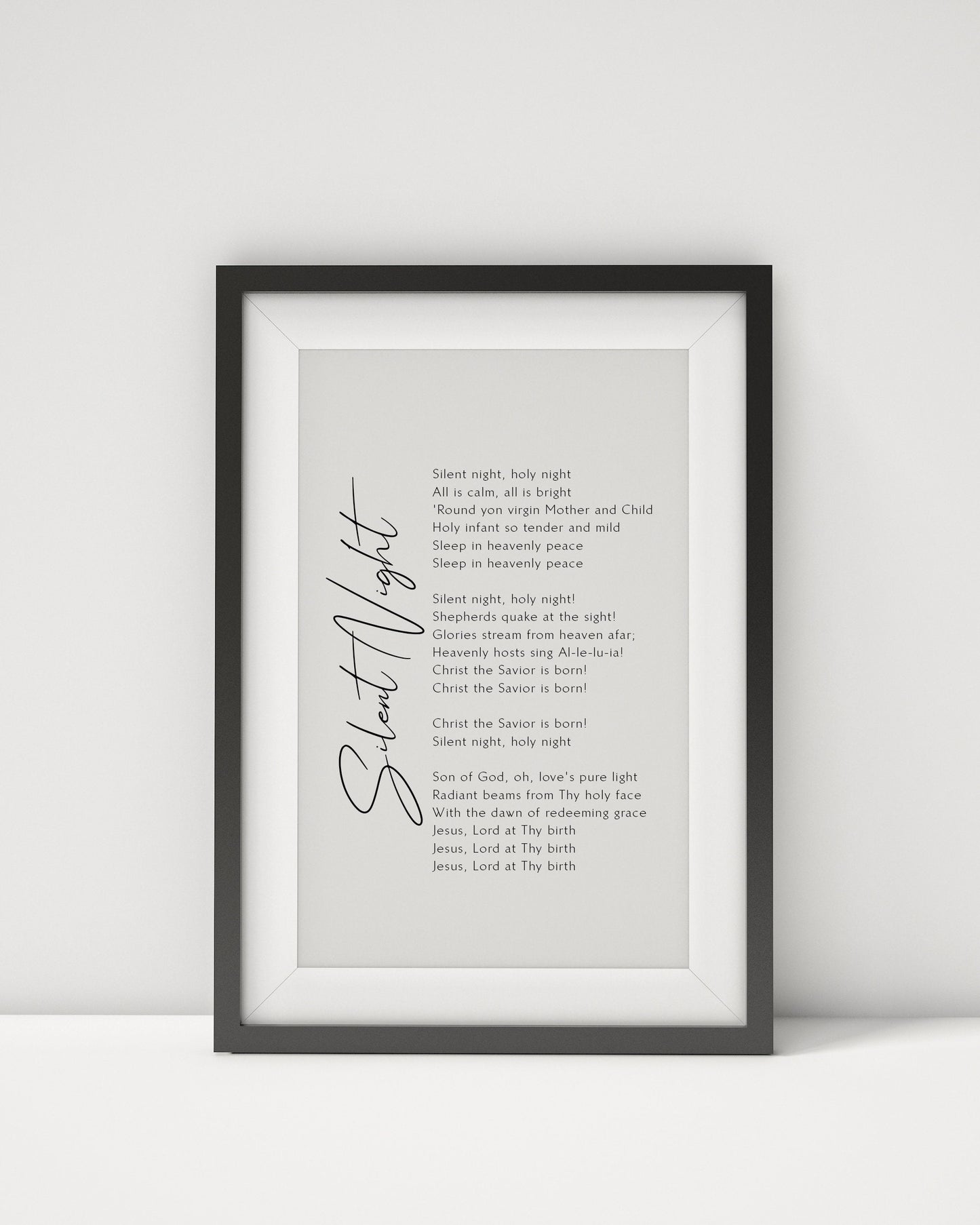 Silent Night song lyrics Christmas print framed poster - Festive Song Lyrics - Silent Night Print - Silent Night Framed - Poster