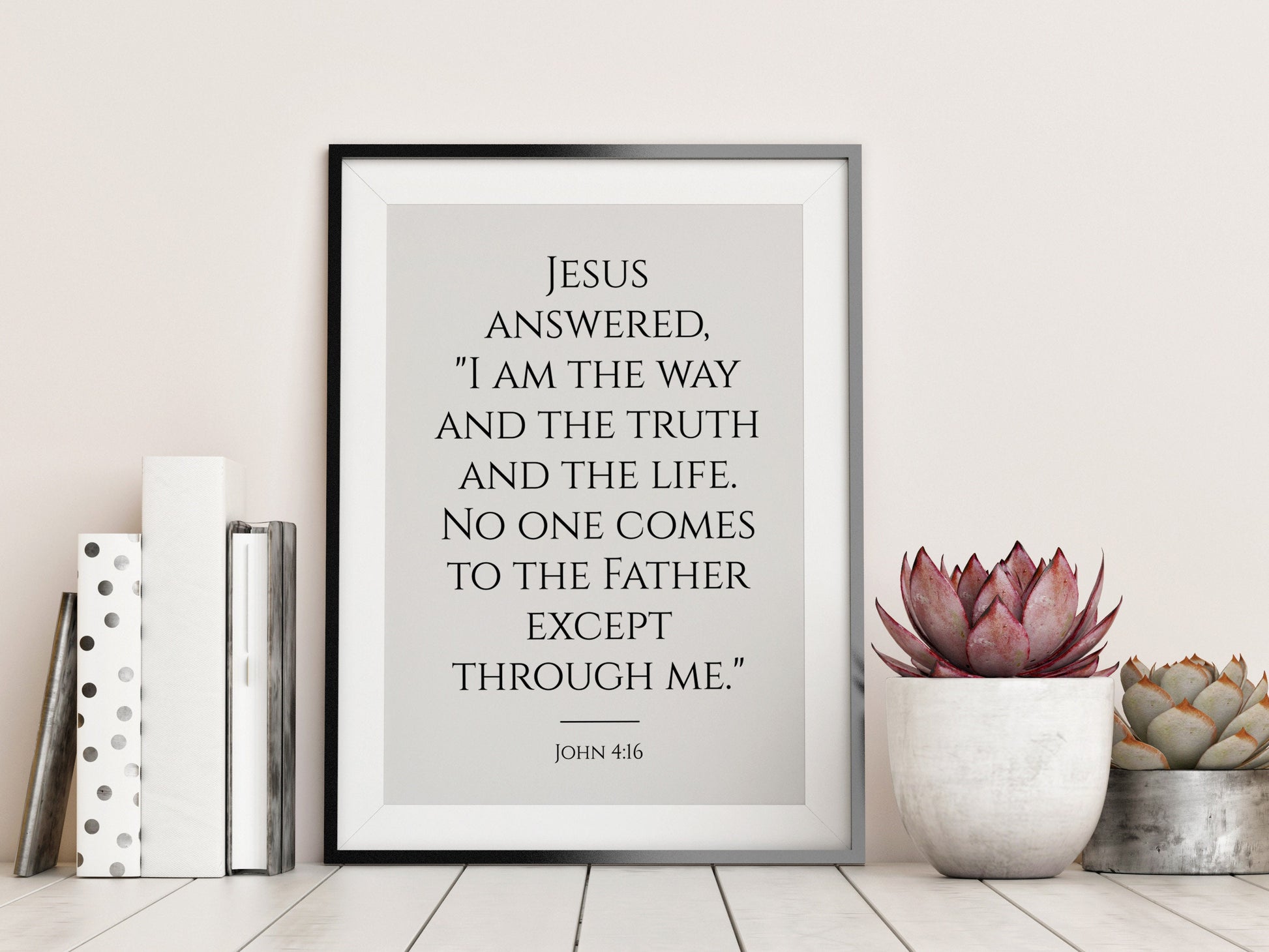 John 14:6 Bible Verse Print, Bible Scripture Typography Verse - Framed Prayer - Religious gift - Prayer poster - Christian Wall Art