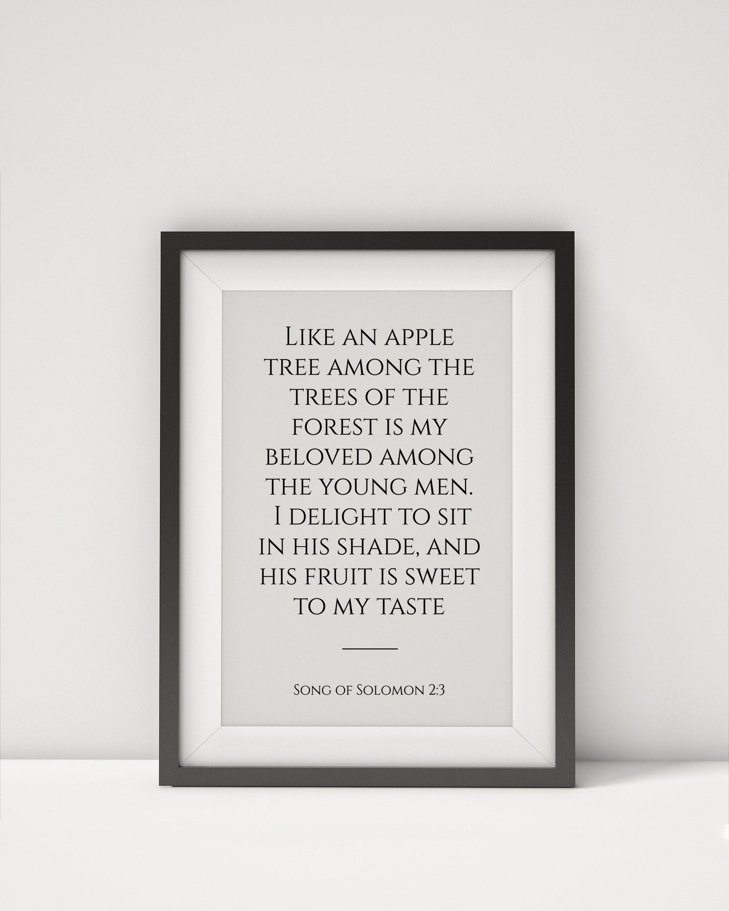 Song of Solomon 2:3 Like an apple tree Bible Verse Print, Bible Scripture Typography Verse - Framed Prayer - Prayer poster