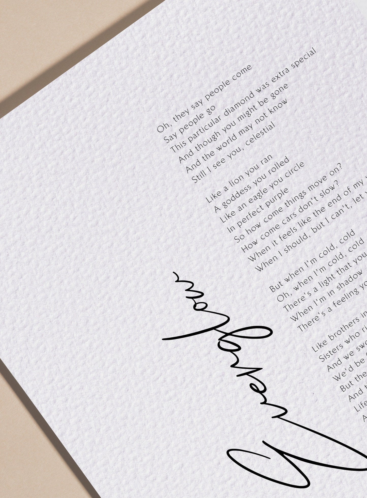 Everglow song lyrics print by Coldplay - Framed Everglow print poster - Coldplay song lyrics poster print Framed