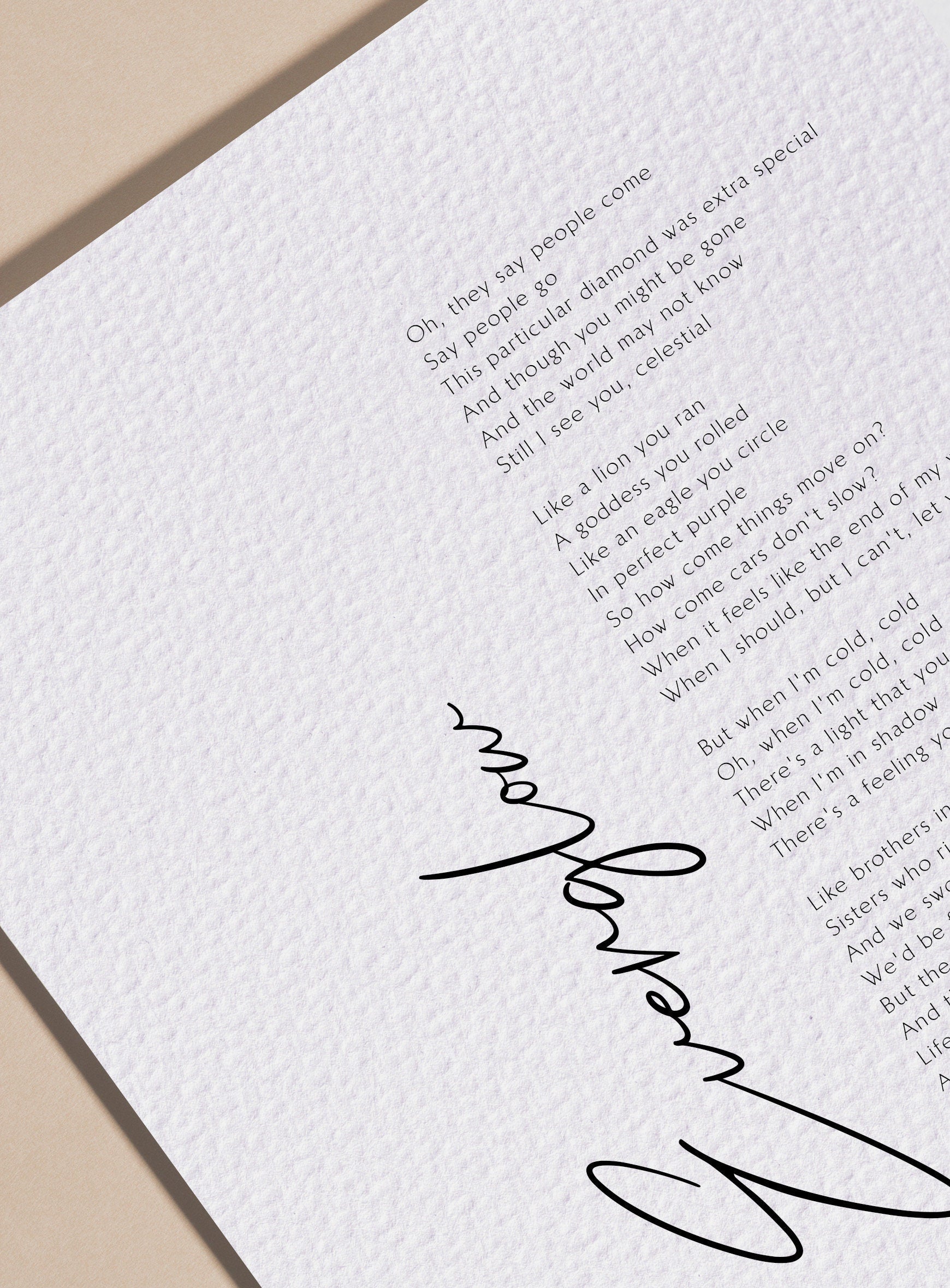 Everglow song lyrics print by Coldplay - Framed Everglow print poster - Coldplay song lyrics poster print Framed