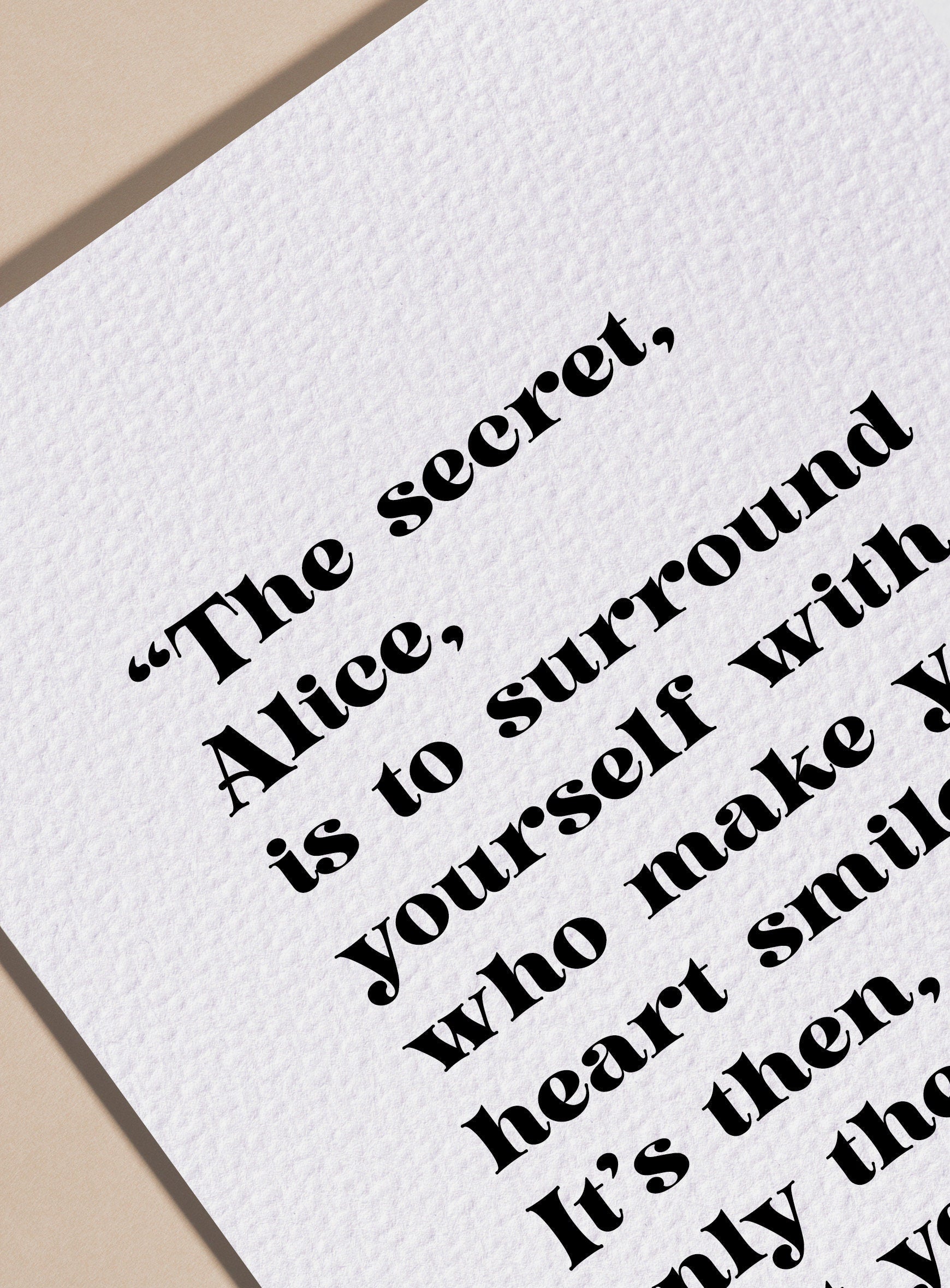 Mad Hatter The Secret Quote Print, Alice in Wonderland print, people who make you smile Book Quote Prints Lewis Carroll book lover gift