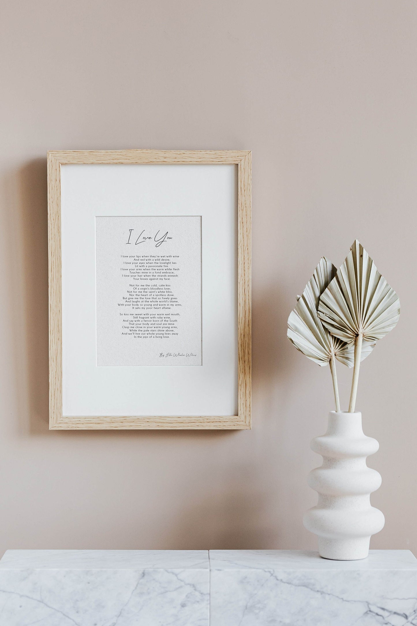 I Love You Print by Ella Wheeler Wilcox Framed poem, Ella Wheeler Wilcox Poem, Framed Calligraphy & Typography I love you