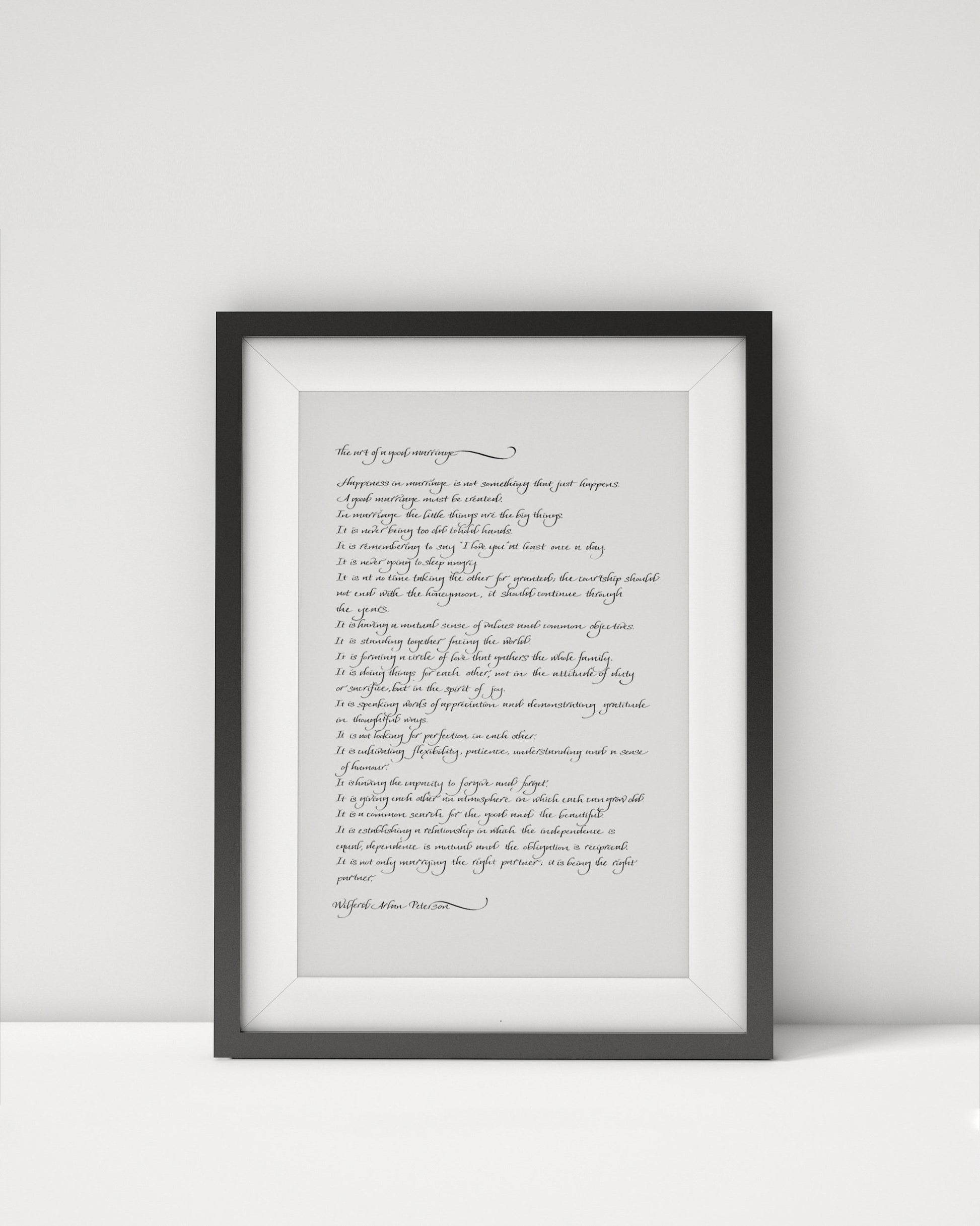 The art of marriage poem calligraphy print framed - wedding gift - anniversary gift - wedding gift for parents