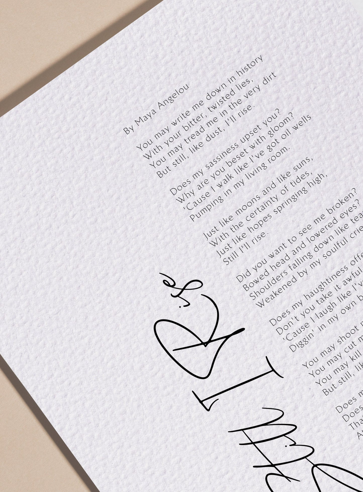 Still I Rise Print by Maya Angelou Framed poem, Maya Angelou Poem, Framed Calligraphy & Typography Still I rise