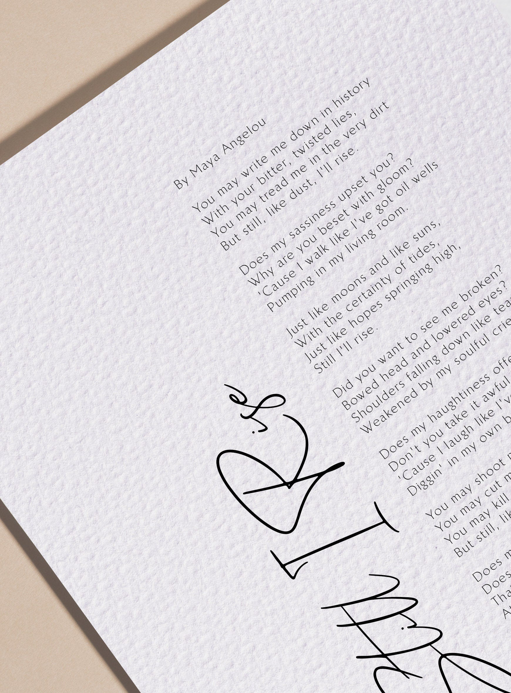 Still I Rise Print by Maya Angelou Framed poem, Maya Angelou Poem, Framed Calligraphy & Typography Still I rise