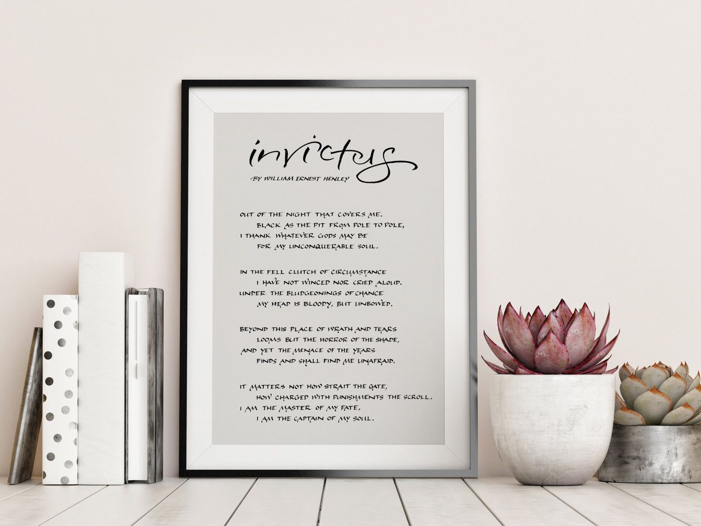 Invictus poem print framed by William Ernest Henley - Inspirational quote - poster art - motivational poster