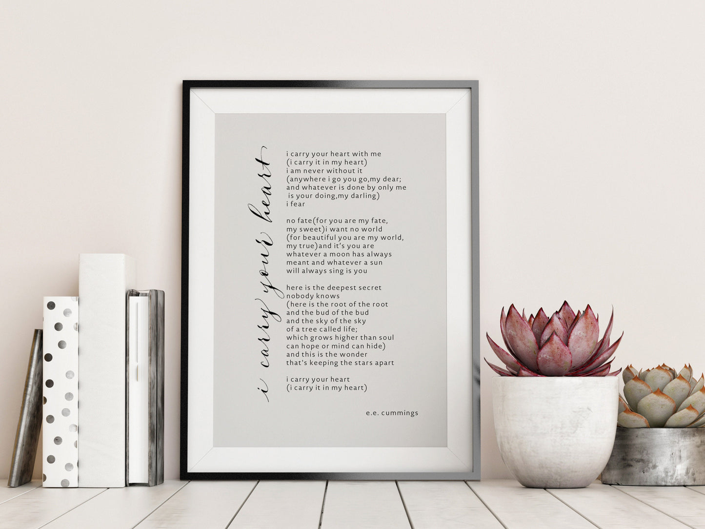 i carry your heart framed print, i carry your heart with me E.E. Cummings - Love poem print - Wedding gift