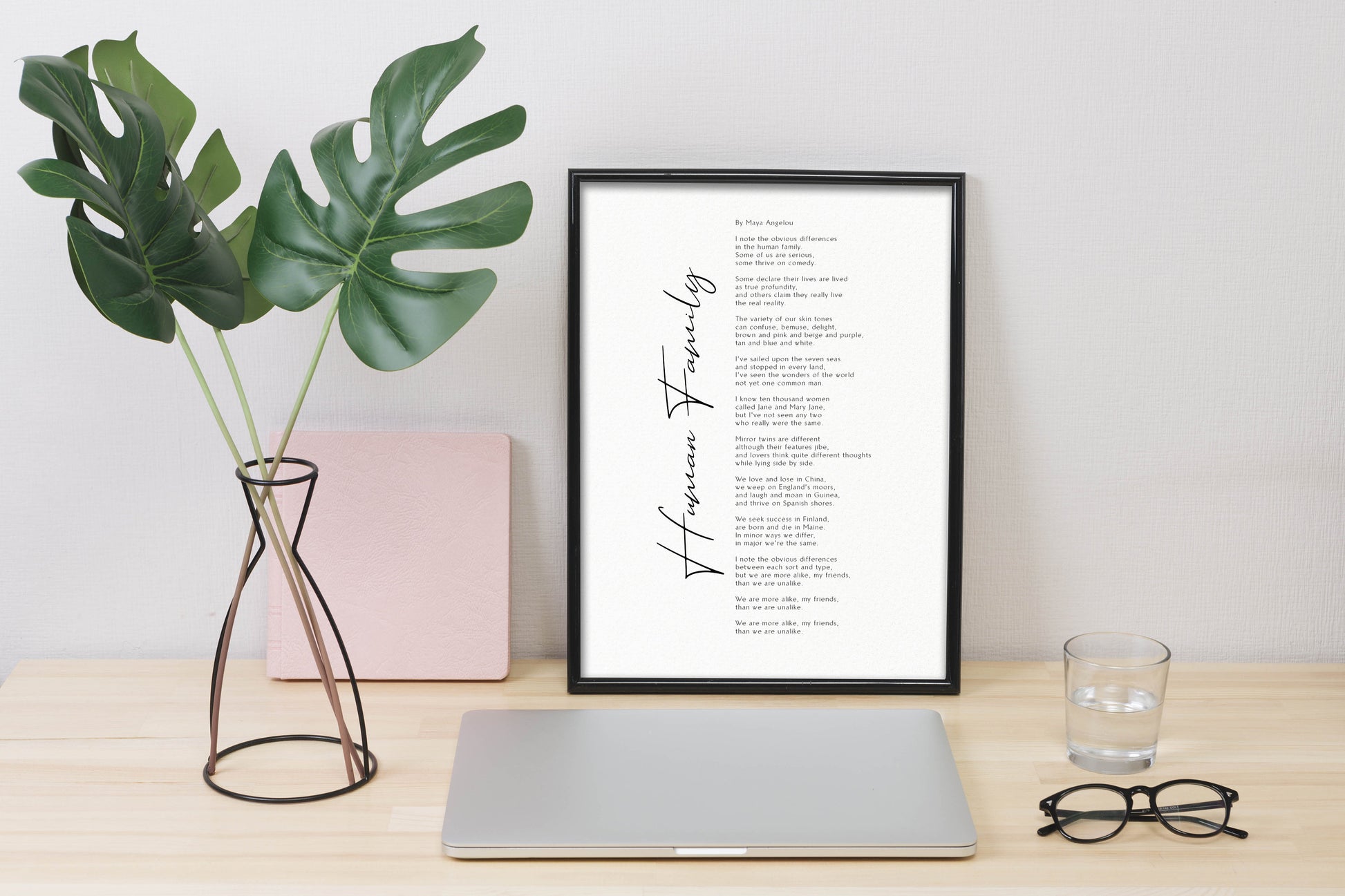 Human Family Print by Maya Angelou Framed poem, Maya Angelou Poem, Framed Calligraphy & Typography Human Family - Framed Poster