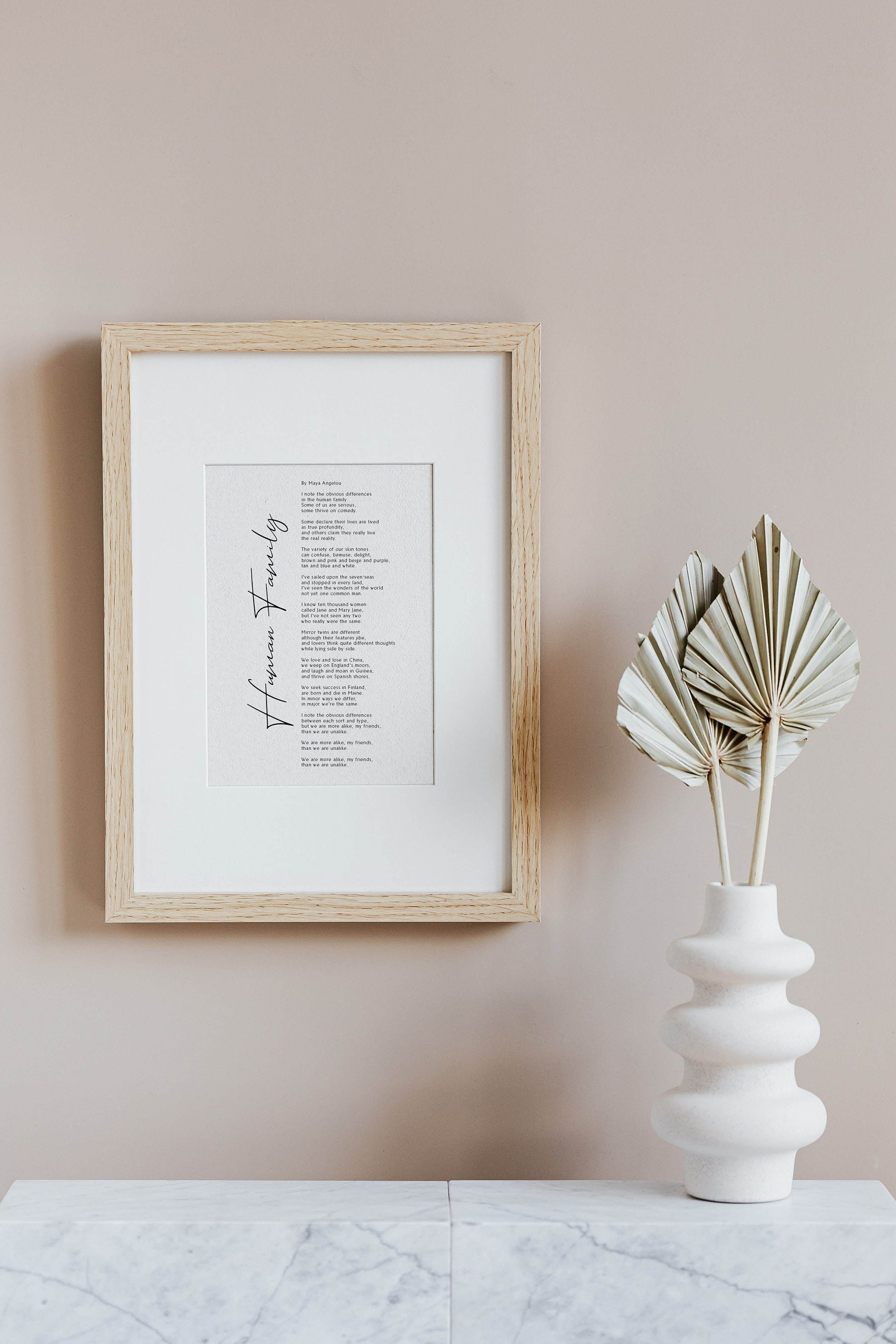 Human Family Print by Maya Angelou Framed poem, Maya Angelou Poem, Framed Calligraphy & Typography Human Family - Framed Poster