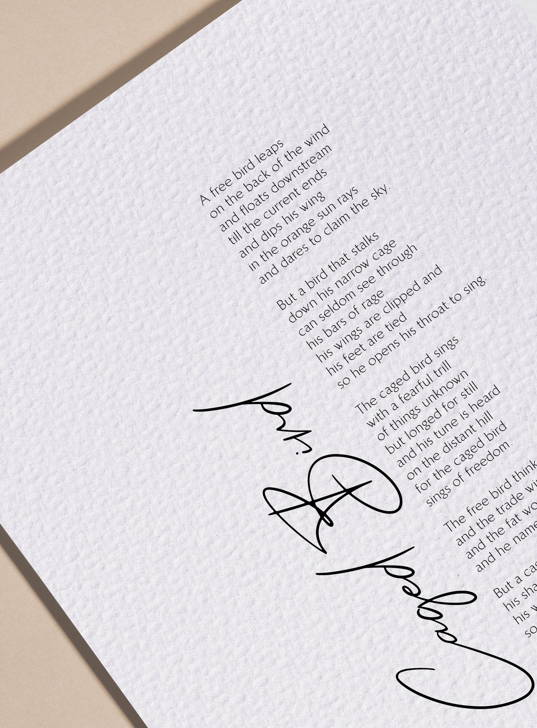 Caged Bird by Maya Angelou Poem Framed - Calligraphy & Typography Print - Maya Angelou Print - I know why the caged birds sings Poster