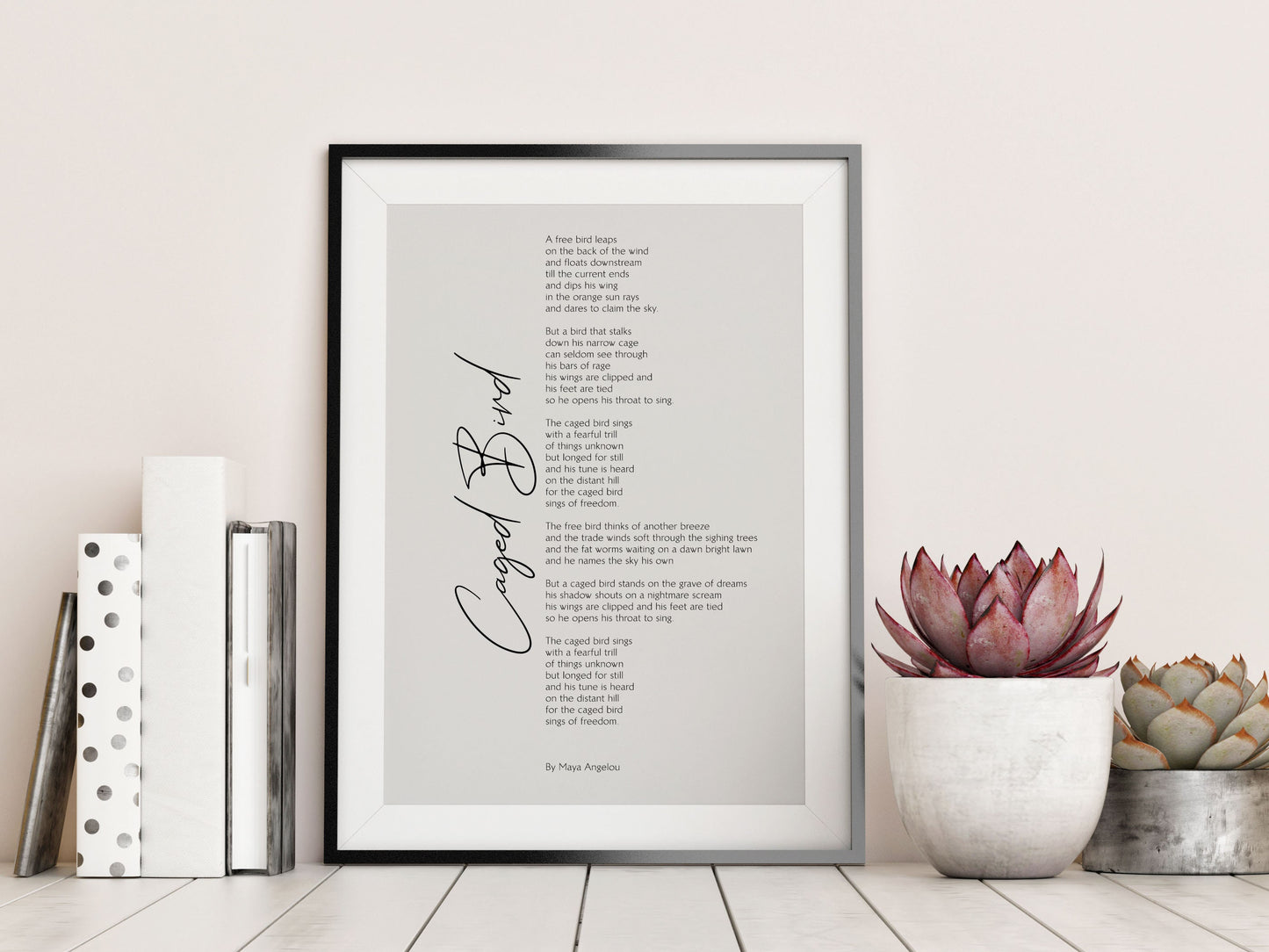 Caged Bird by Maya Angelou Poem Framed - Calligraphy & Typography Print - Maya Angelou Print - I know why the caged birds sings Poster