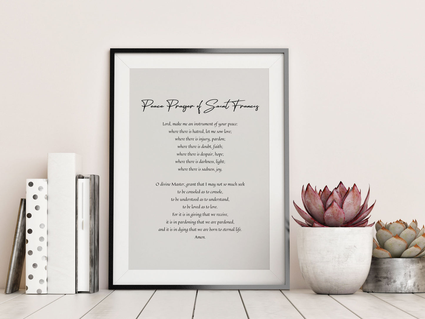 Peace Prayer of St. Francis of Assisi, Inspirational Print, Calligraphy Framed Poster . Lord Make Me An Instrument of Your Peace Prayer