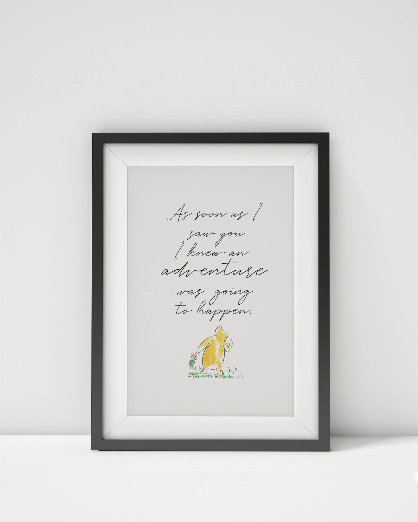 Winnie the Pooh Quote Nursery Print - Framed New Baby Gift, Gender Neutral Baby Gift, Neutral Baby Shower Gift - As soon as I saw AA Milne