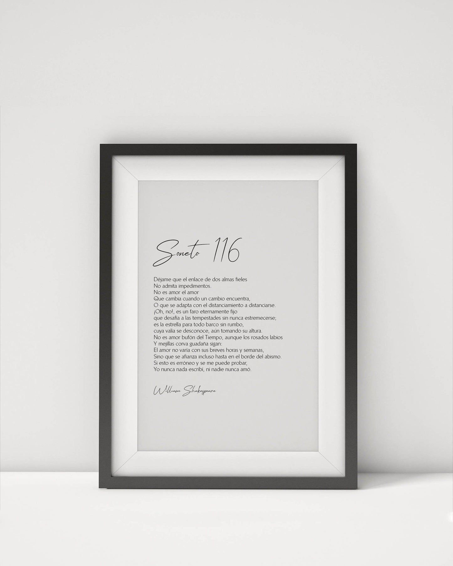 Soneto 116 Spanish Version Shakespeare Framed Print by William Shakespeare - Let me not to the marriage of true minds print - wedding gift