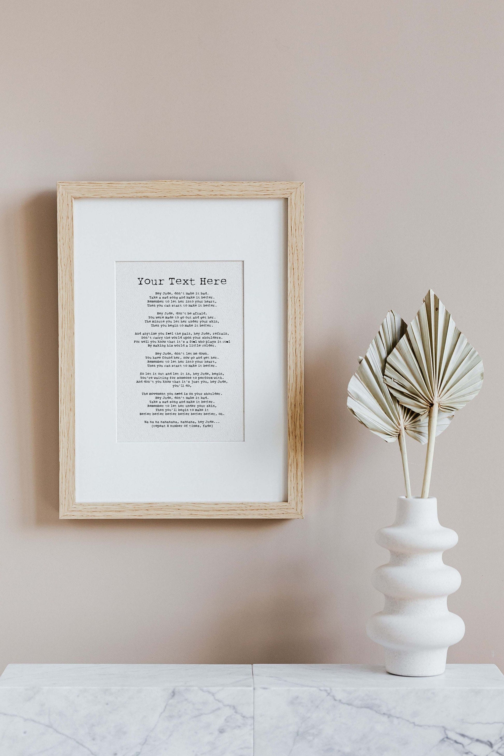Custom Text Print Framed - Custom quote print - Customisable Print Framed - Custom Poem Print, Personalised printable - Typewriter Font